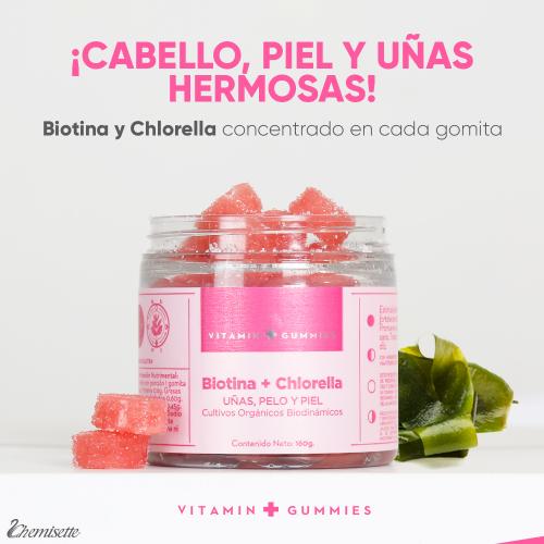 BIOTINA + CHLORELLA GOMITAS UÑAS, PELO Y PIEL 